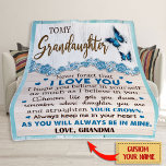 To My Granddaughter Blanket, Personalized Name Fleecedecke<br><div class="desc">Add a personal touch to the coziness of this plush fleece blanket. Made to feel incredibly soft to the touch and keep anyone warm on a chilly day, these blankets come in 3x sizes and cover all your needs. Key features : 100% Polyester This extremely strong and durable synthetic fabric...</div>