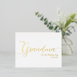 To My Grandma On My Wedding Day Elegant Script Folie Einladungspostkarte