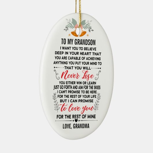 To My Grandson From Grandma with Custom Name Keramik Ornament (Rechts)