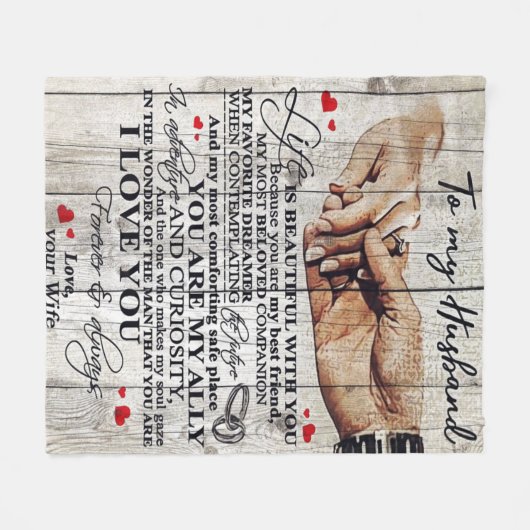To My Husband Design Gift | Love Letter To Him | Fleecedecke (Vorderseite (Horizontal))