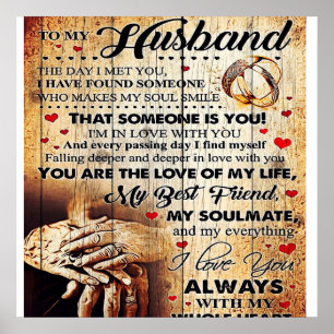 To My Husband Design   Love Letter Gift To Him Poster