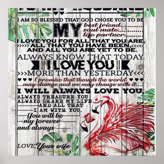 To My Husband Present | Cute Quotes Gift | Poster (Vorne)
