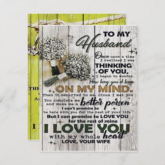 To my Husband |To My Husband | Love Quotes To Him Einladung (Vorne/Hinten)