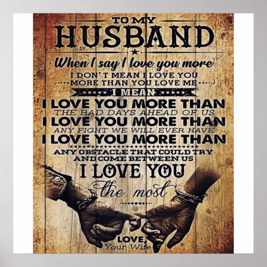 To My Love My Husband | Cute Quotes Gift | Poster (Vorne)
