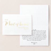 To My Maid of Honor My Wedding Day Elegant Script