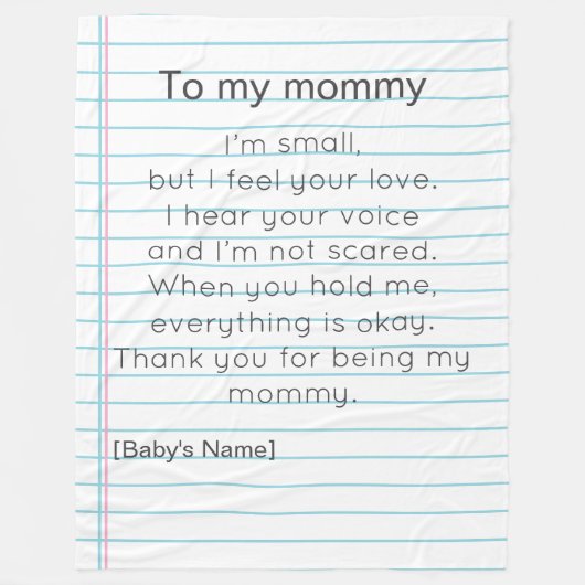 To My Mommy for First Mother's day personalized  Fleecedecke (Vorderseite)