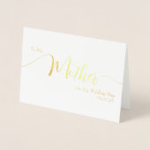 To My Mother on My Wedding Day Elegant Script Folienkarte (Vorderseite)
