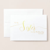 To My Sister on My Wedding Day Elegant Script Folienkarte (Vorderseite mit Umschlag)