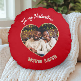 To My Valentine | Custom Photo Heart Red Rundes Kissen