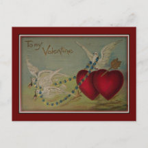 To My Valentine Hearts & Doves Valentine Postcard