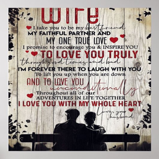 To My Wife Gift Lovely Letter Wird Poster (Vorne)