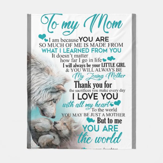 To My Wolf Mom blanket, gift for mom blanket Fleecedecke (Vorderseite)