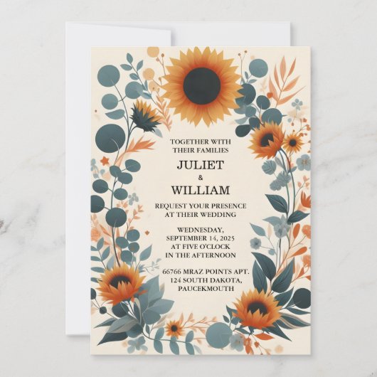 To Plants Rustic Garden Greenery Sunflower Wedding Einladung (Vorderseite)