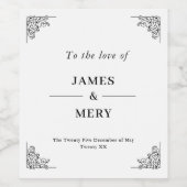 To the love of Monogram Elegant Border Wedding Weinetikett (Einzelnes Label)