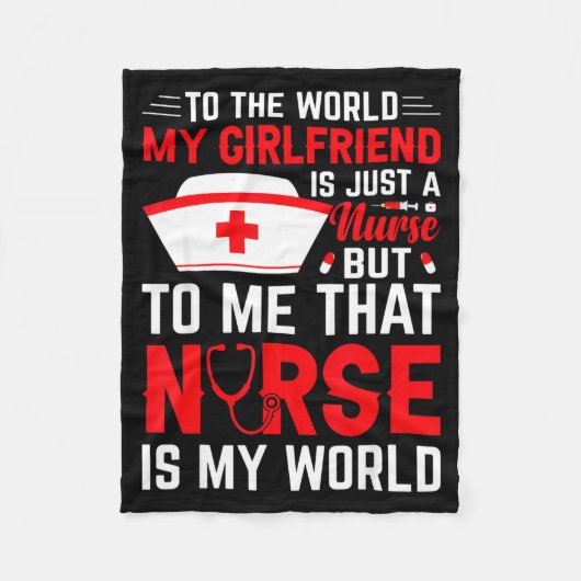 To The World My Girlfriend Is Just A Nurse Funny V Fleecedecke (Vorderseite)