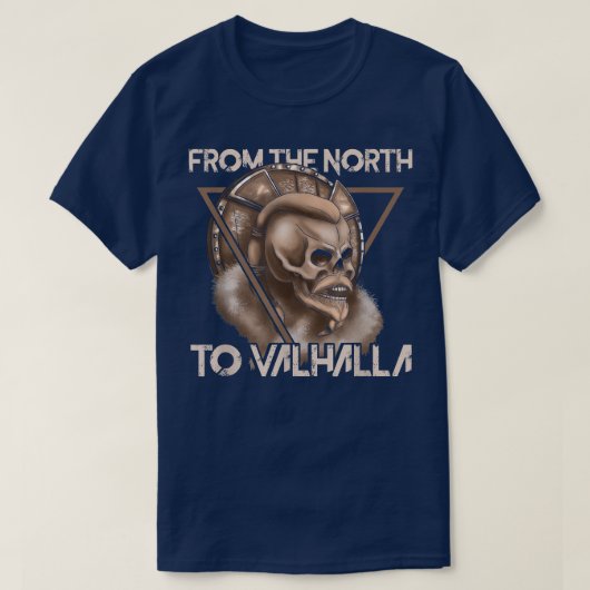 To Valhalla Skeleton Viking Warrior Raven Mytholog T-Shirt (Design vorne)