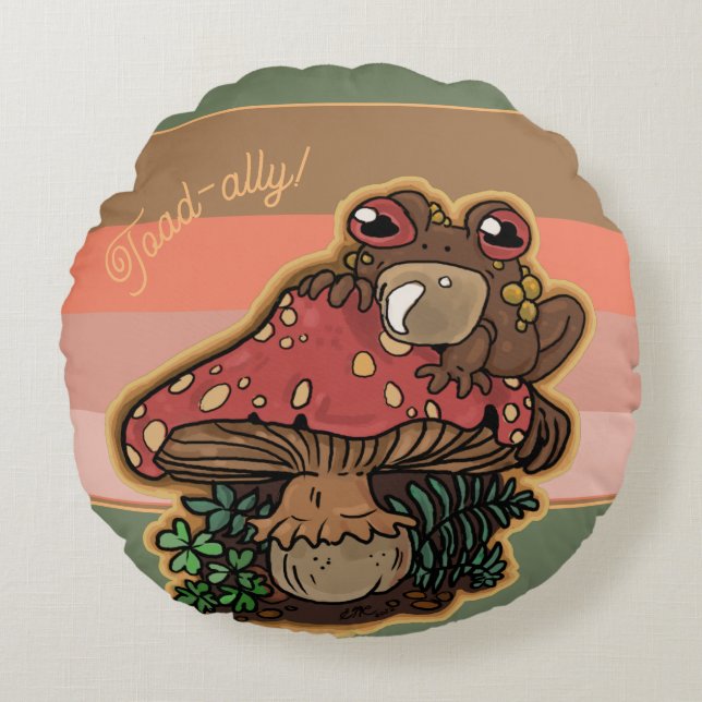 Toad-allyToadstool Toad Rundes Kissen (Vorderseite)