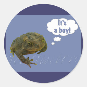 Toad Es ist ein Junge! Neue Babyaufkleber Runder Aufkleber