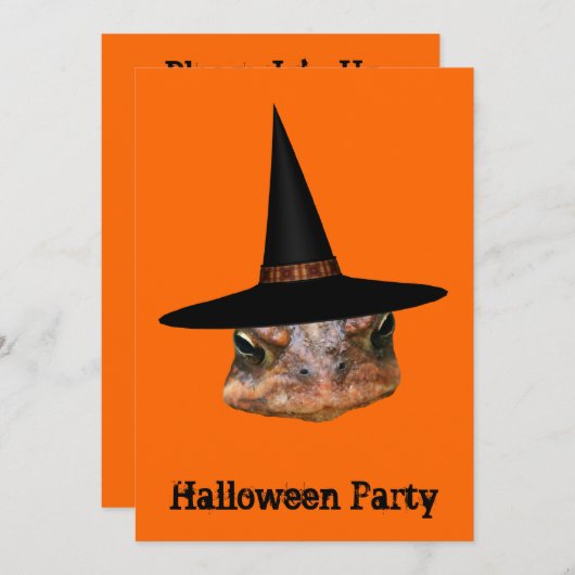 Toad Face Witch Hat Halloween Einladung (Vorne/Hinten)
