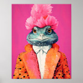 Toad in Funky Anzugs Animal Fashion Art Pink Poster (Vorne)