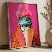Toad in Funky Anzugs Animal Fashion Art Pink Poster