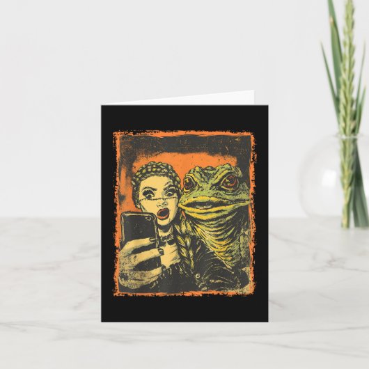 Toad Monster Selfie mit Goth Girl Horror Comic Gr Karte (Vorderseite)