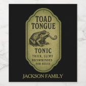 Toad Tongue Tonic, Thich, Slimy für Hexen Weinetikett (Einzelnes Label)