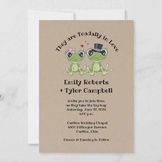 ©Toadal in Liebe Frog Couple Rustic Wedding Einladung (Vorderseite)