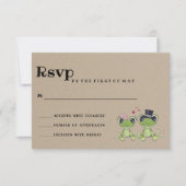 ©Toadal in Liebe Frog Couple Rustic Wedding RSVP (Vorderseite)