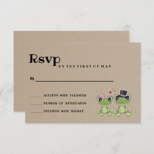 ©Toadal in Liebe Frog Couple Rustic Wedding RSVP (Vorne/Hinten)