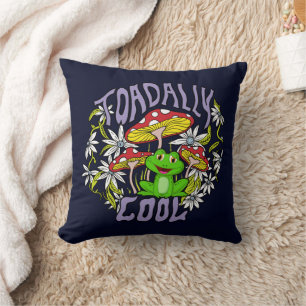 ToadalCoole Blüten- und Froschtypografie Kissen
