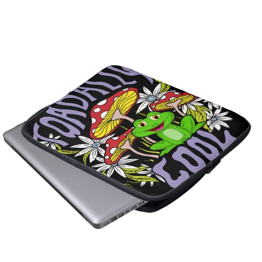 ToadalCoole Blüten- und Froschtypografie Laptopschutzhülle (Vorne Knopf)