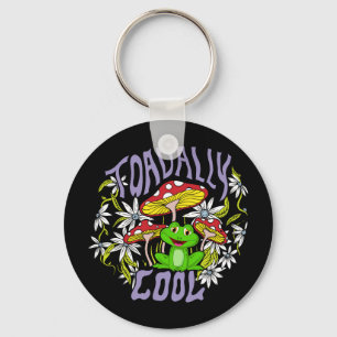 ToadalCoole Blüten- und Froschtypografie Schlüsselanhänger