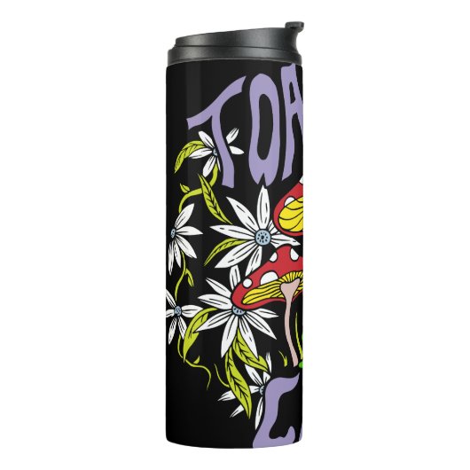 ToadalCoole Blüten- und Froschtypografie Thermosbecher (Nach links gedreht)