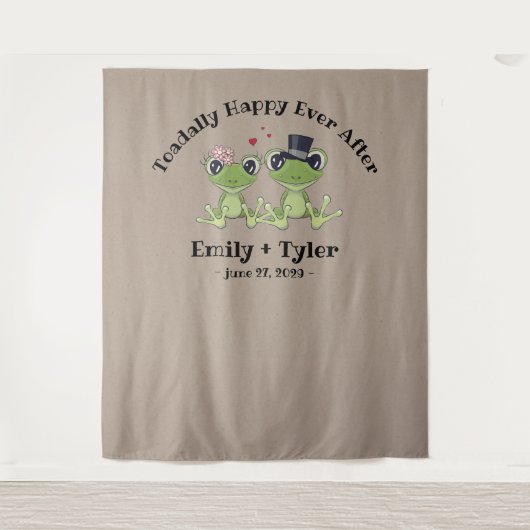 ©Toadally Happy After Frog Couple Rustic Wedding Wandteppich (Vorderseite)