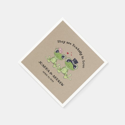 ©Toadally in Liebe Frog Wedding Personalisiert Serviette (Ecke)