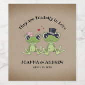 ©Toadally in Liebe Frog Wedding Personalisiert Weinetikett (Einzelnes Label)