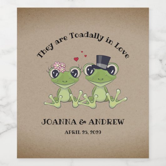 ©Toadally in Liebe Frog Wedding Personalisiert Weinetikett (Einzelnes Label)