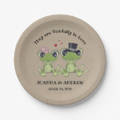 ©Toadally in Liebe Niedlich Frog Wedding Personali Pappteller (Vorderseite)
