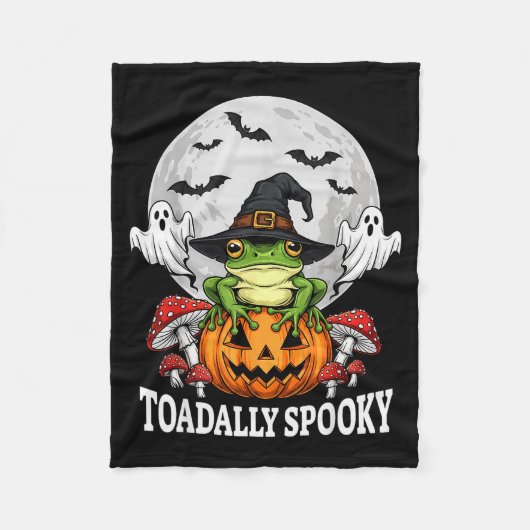 Toadally Soky Funny Halloween Frog On Pumpkin Full Fleecedecke (Vorderseite)