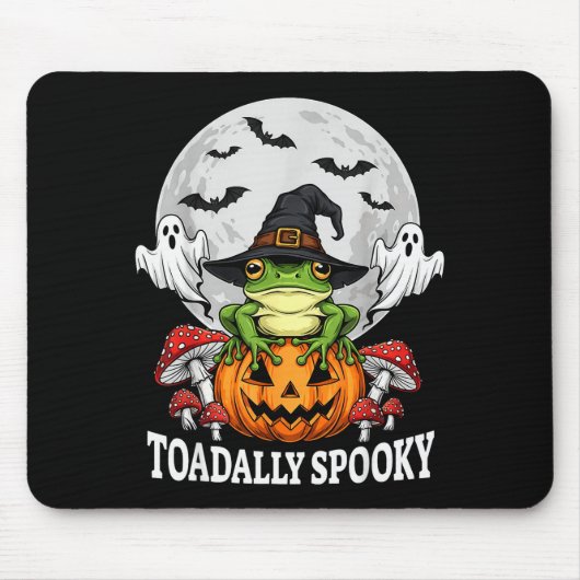 Toadally Soky Funny Halloween Frog On Pumpkin Full Mousepad (Vorne)