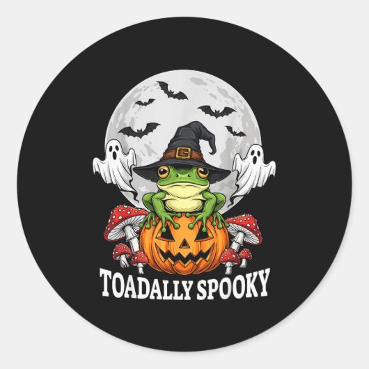 Toadally Soky Funny Halloween Frog On Pumpkin Full Runder Aufkleber (Vorderseite)