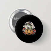 Toadally Soky Funny Halloween Frog On Pumpkin With Button (Vorne & Hinten)