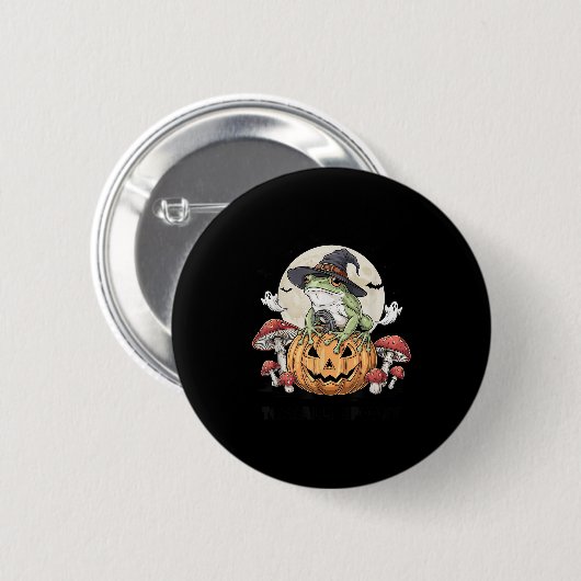 Toadally Soky Funny Halloween Frog On Pumpkin With Button (Vorne & Hinten)