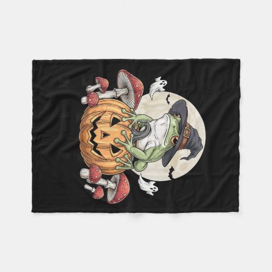 Toadally Soky Funny Halloween Frog On Pumpkin With Fleecedecke (Vorderseite (Horizontal))