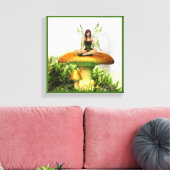 Toadstool Fairy 12" x 12" Wrapped Canvas Leinwanddruck (Insitu (Wohnzimmer))