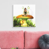 Toadstool Fairy 12" x 12" Wrapped Canvas Leinwanddruck (Insitu (Wohnzimmer))