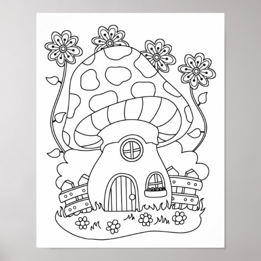 Toadstool Fairy House Farbe Ihre eigene Poster (Vorne)