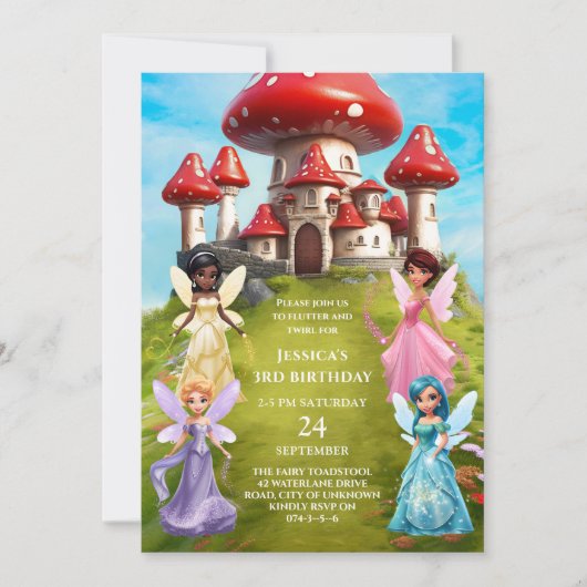 Toadstool Märchenschloss Einladung (Vorderseite)