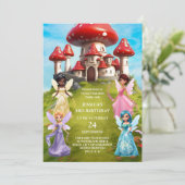 Toadstool Märchenschloss Einladung (Stehend Vorderseite)